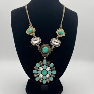 Black Faceted Bead Necklace – Gold‑Tone Statement Piece